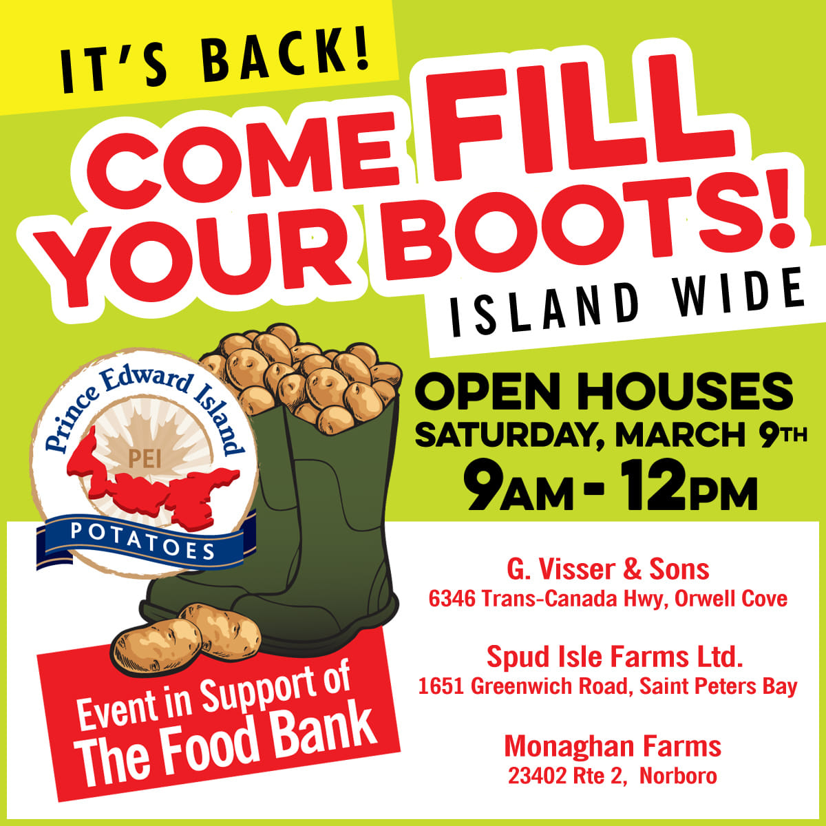 PEI Potatoes fill your boots 2024